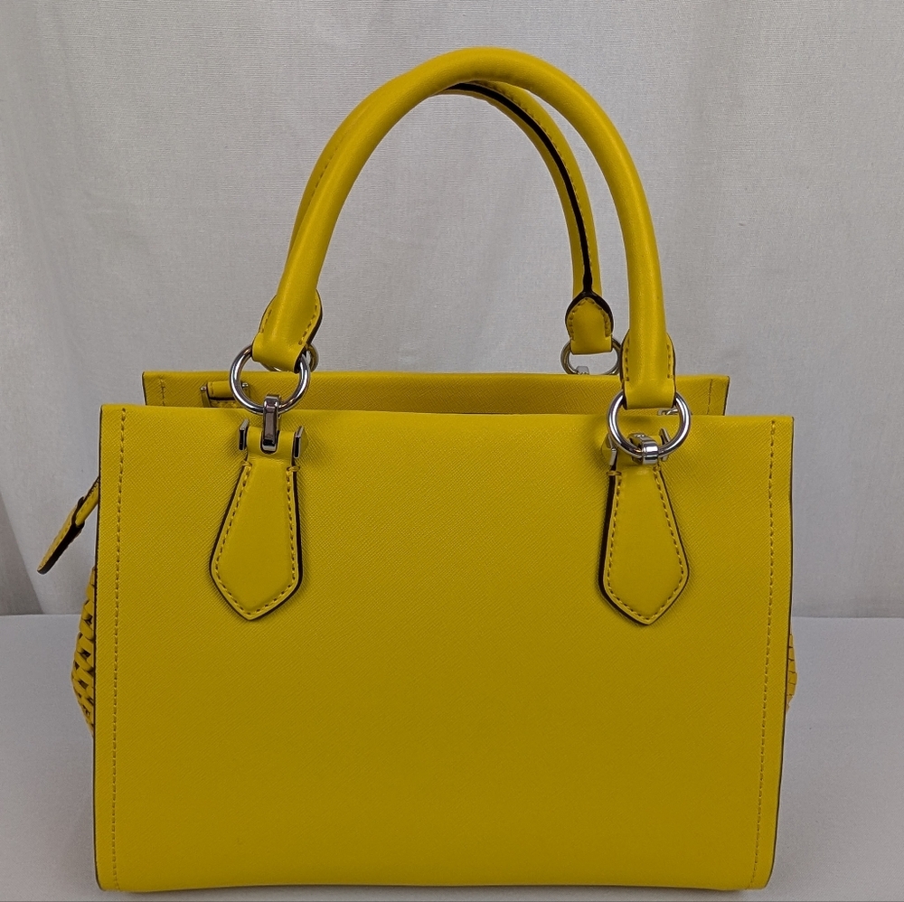 Michael Kors Marilyn Medium Saffiano Leather Woven Sides Purse Satchel Tote NWT - Picture 7 of 17